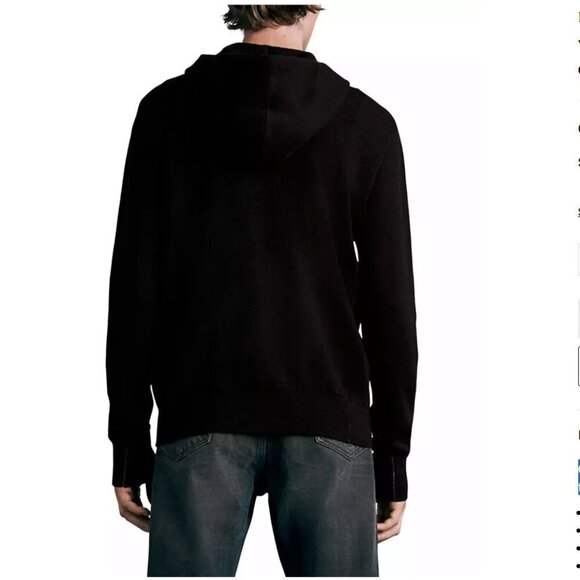 Rag & Bone York Black Wool Zip Hooded Sweatshirt Jacket Size XLarge - Picture 4 of 17